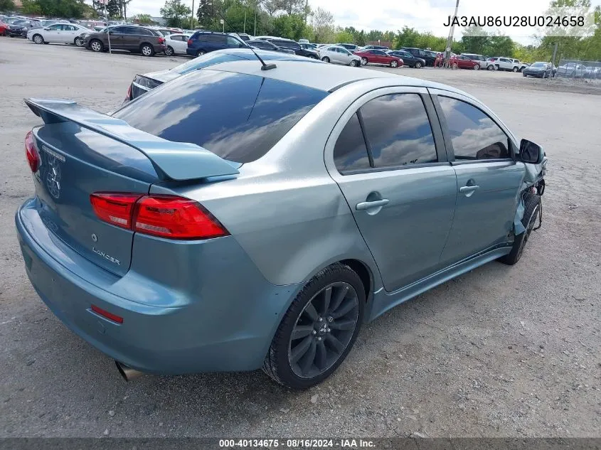 2008 Mitsubishi Lancer Gts VIN: JA3AU86U28U024658 Lot: 40134675