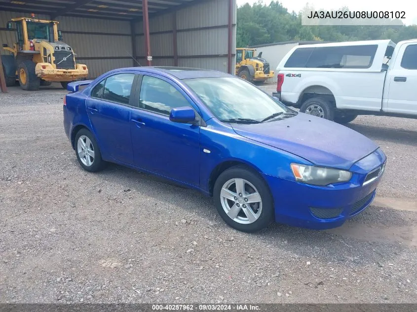 2008 Mitsubishi Lancer De/Es VIN: JA3AU26U08U008102 Lot: 40257962