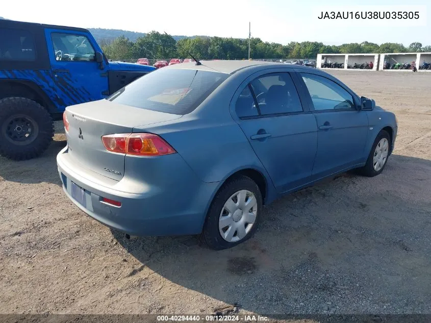 2008 Mitsubishi Lancer De VIN: JA3AU16U38U035305 Lot: 40294440