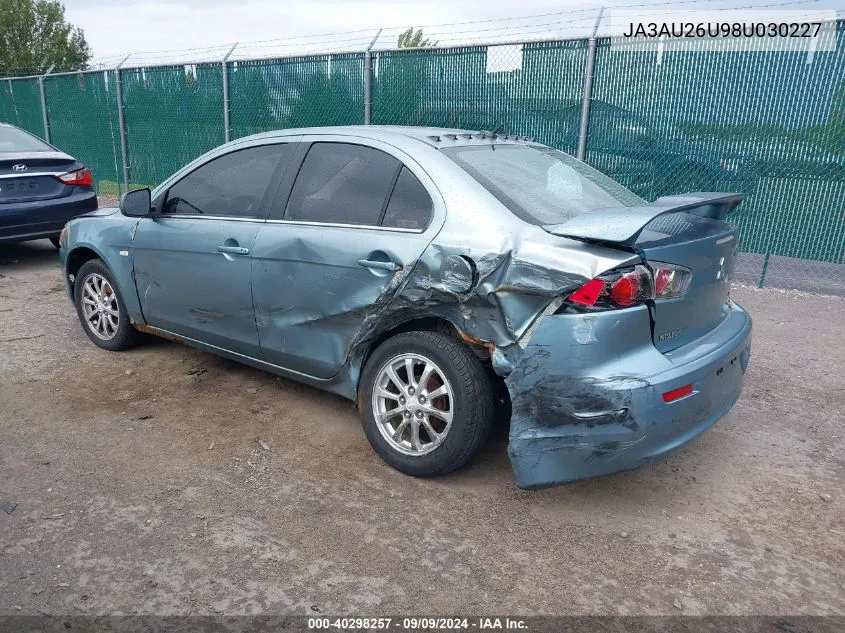 2008 Mitsubishi Lancer De/Es VIN: JA3AU26U98U030227 Lot: 40298257