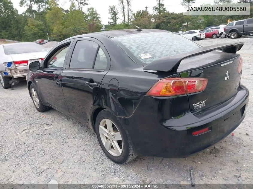 2008 Mitsubishi Lancer De/Es VIN: JA3AU26U48U005560 Lot: 40352713