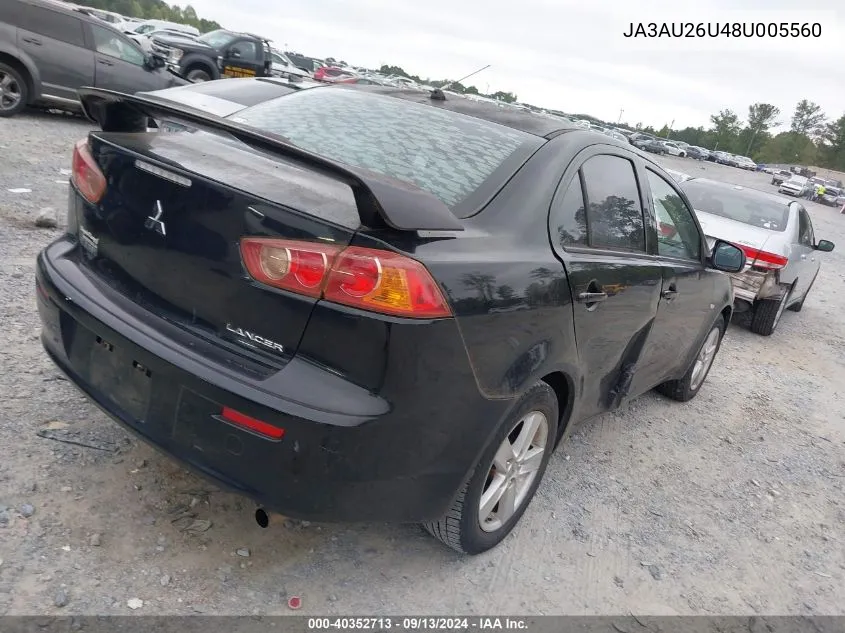 2008 Mitsubishi Lancer De/Es VIN: JA3AU26U48U005560 Lot: 40352713