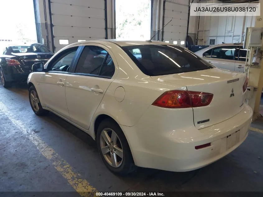 2008 Mitsubishi Lancer De/Es VIN: JA3AU26U98U038120 Lot: 40469109