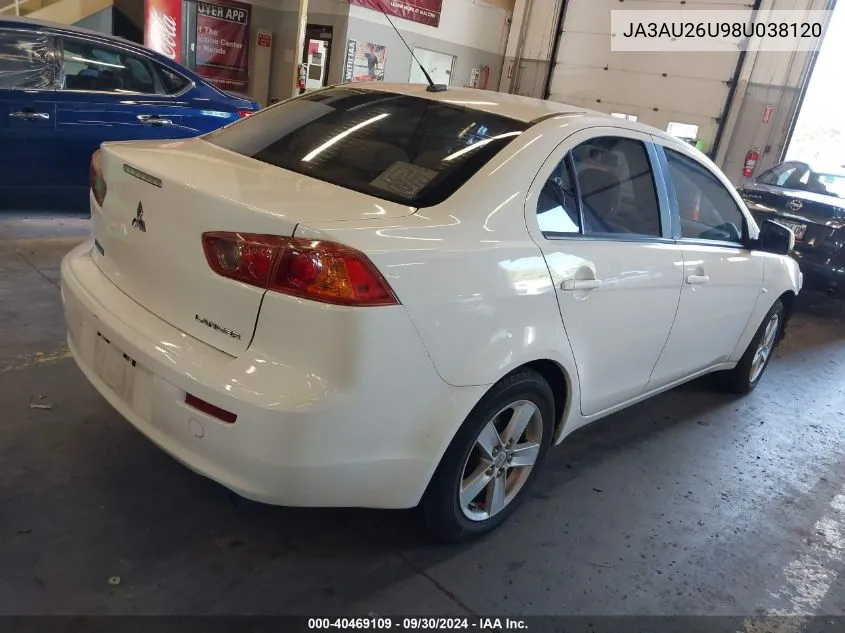 2008 Mitsubishi Lancer De/Es VIN: JA3AU26U98U038120 Lot: 40469109