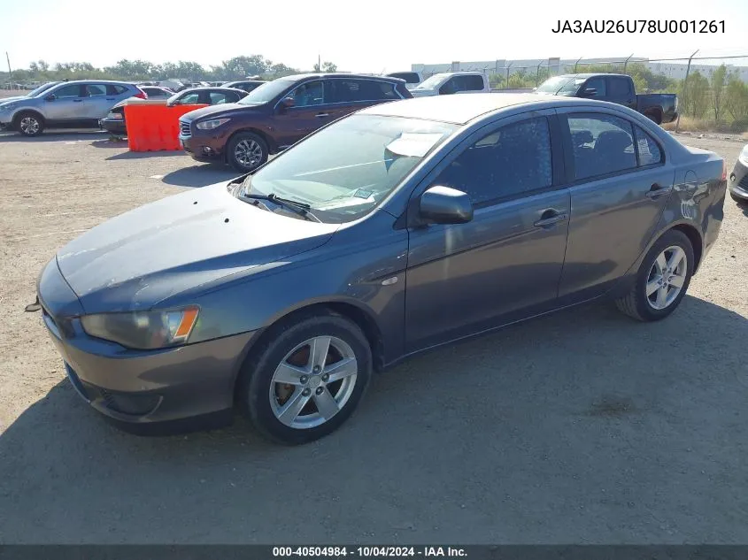 2008 Mitsubishi Lancer De/Es VIN: JA3AU26U78U001261 Lot: 40504984