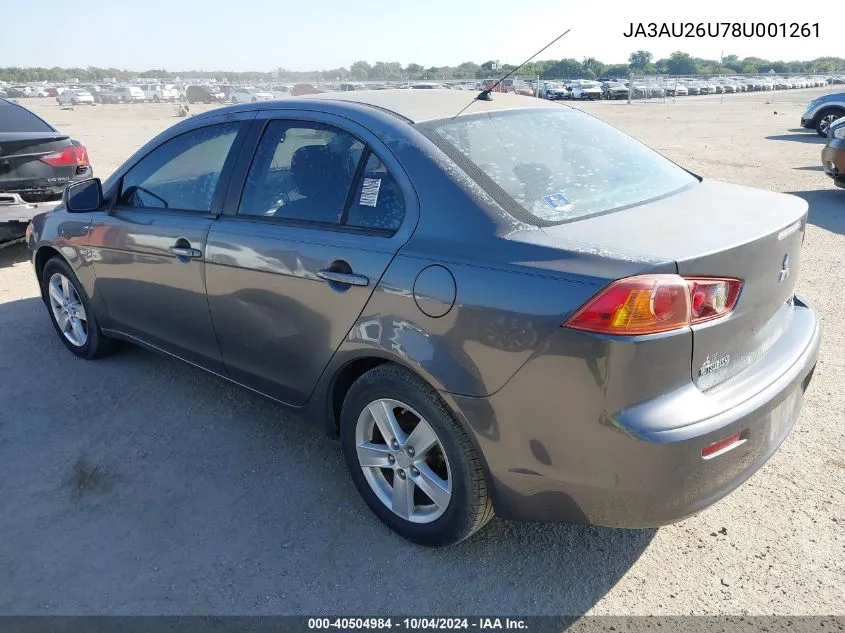 2008 Mitsubishi Lancer De/Es VIN: JA3AU26U78U001261 Lot: 40504984