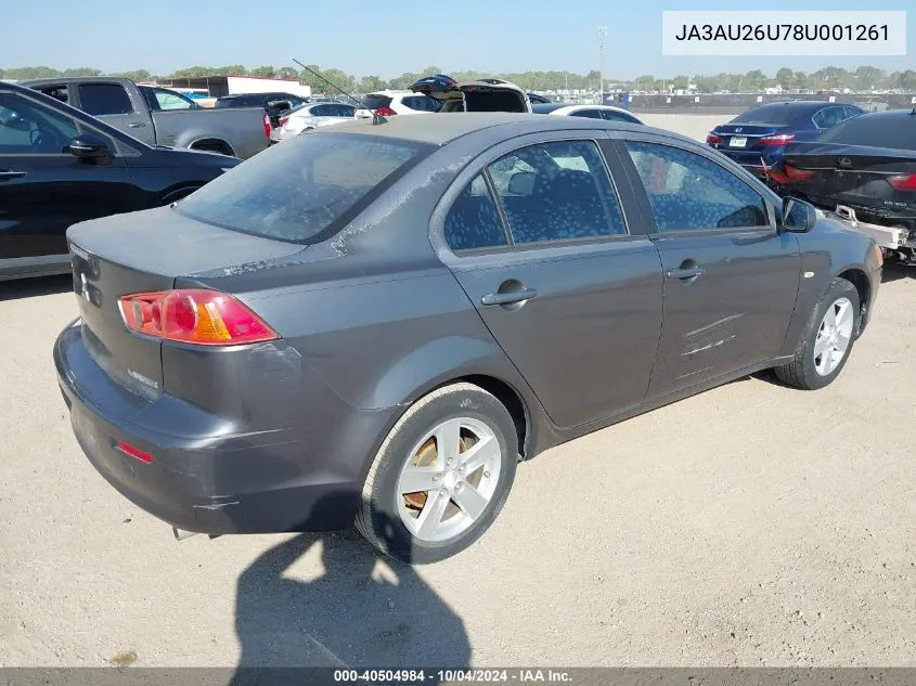 2008 Mitsubishi Lancer De/Es VIN: JA3AU26U78U001261 Lot: 40504984