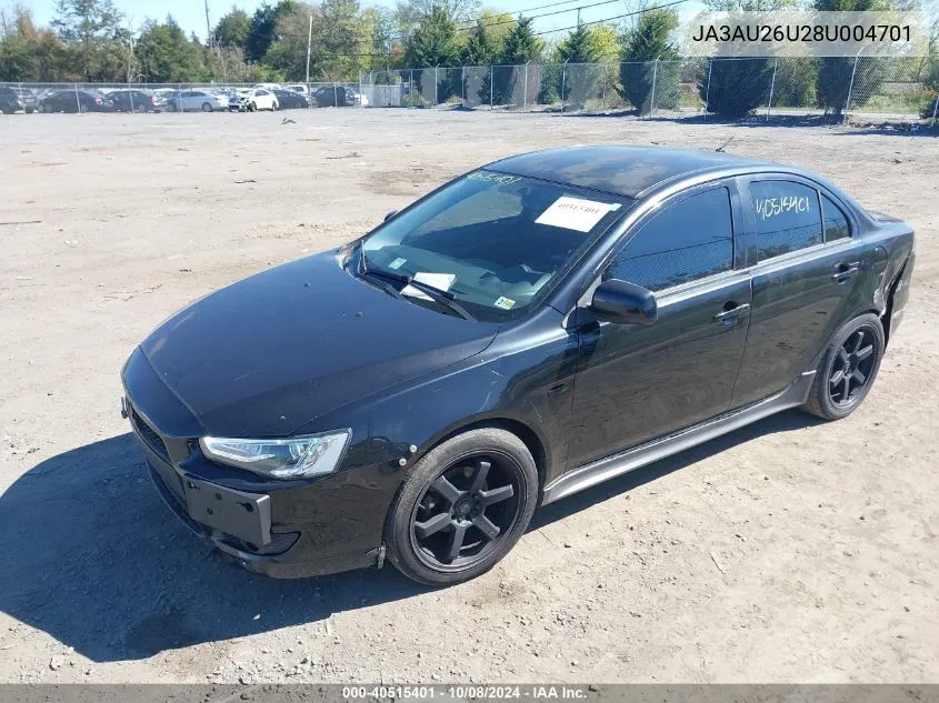 2008 Mitsubishi Lancer De/Es VIN: JA3AU26U28U004701 Lot: 40515401