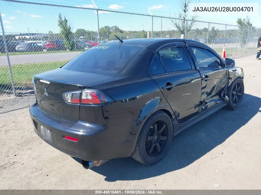 2008 Mitsubishi Lancer De/Es VIN: JA3AU26U28U004701 Lot: 40515401