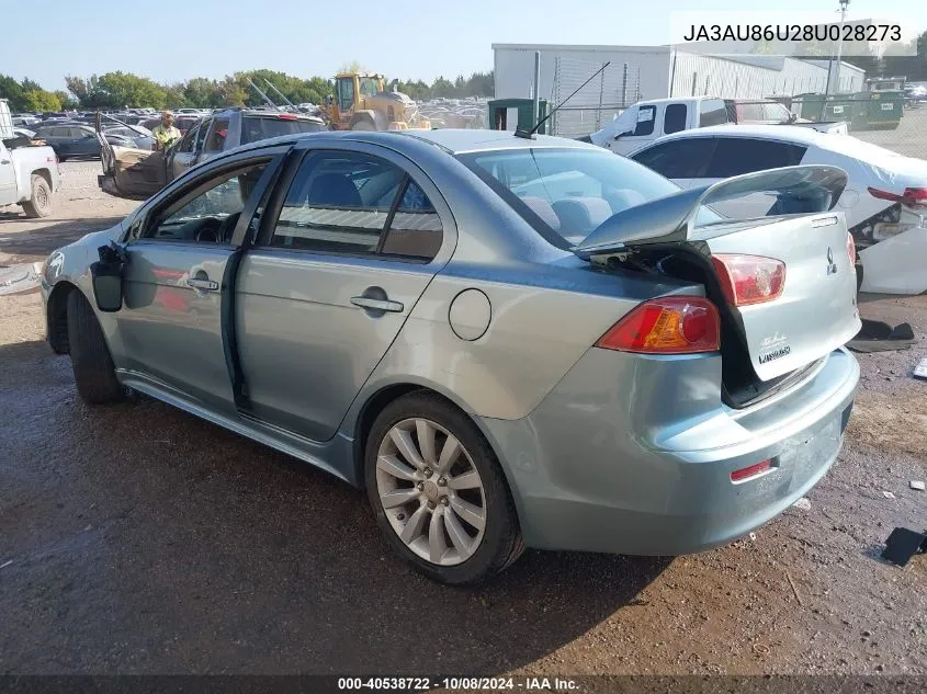 2008 Mitsubishi Lancer Gts VIN: JA3AU86U28U028273 Lot: 40538722