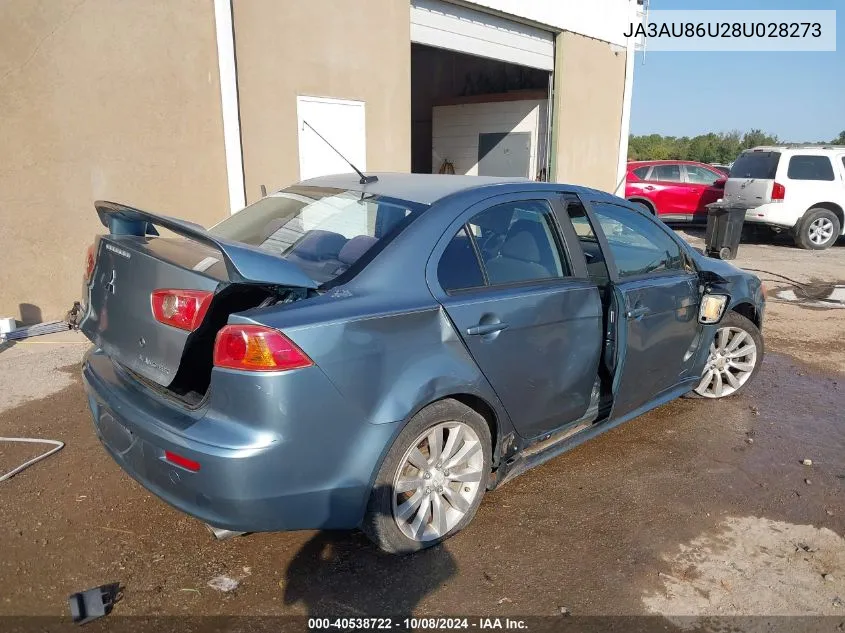 2008 Mitsubishi Lancer Gts VIN: JA3AU86U28U028273 Lot: 40538722