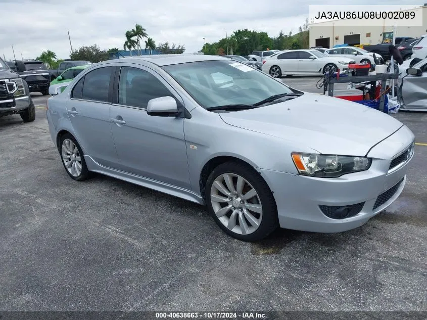 2008 Mitsubishi Lancer Gts VIN: JA3AU86U08U002089 Lot: 40638663