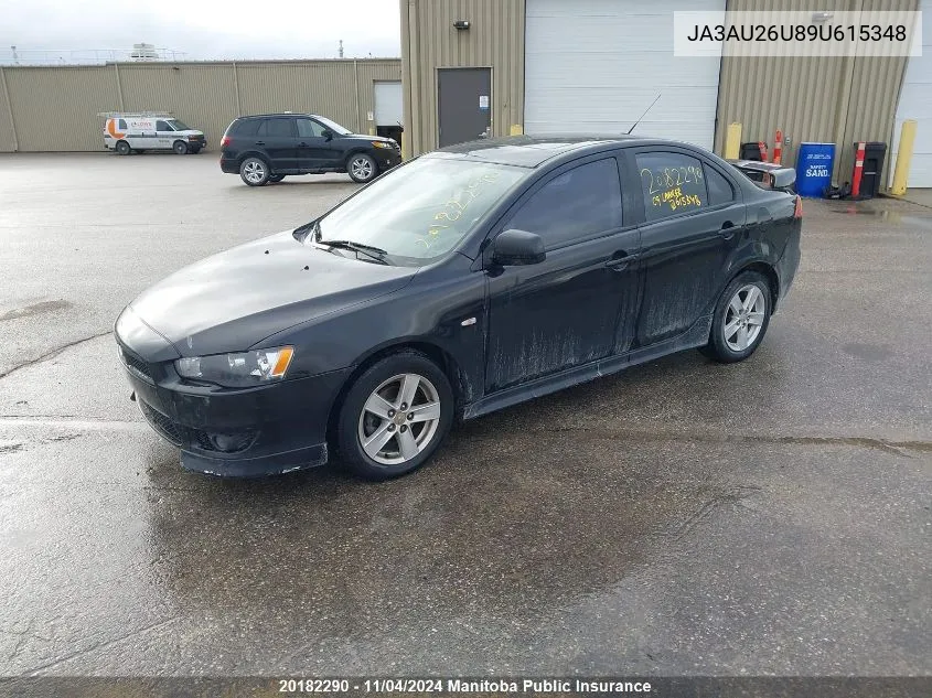 2009 Mitsubishi Lancer Gt VIN: JA3AU26U89U615348 Lot: 20182290