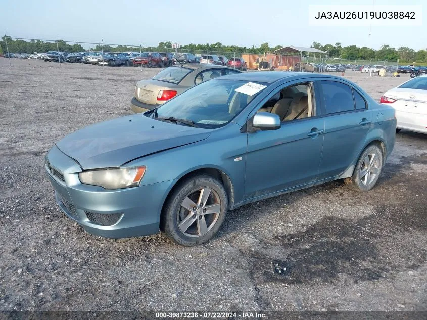 2009 Mitsubishi Lancer Es/Es-Sport VIN: JA3AU26U19U038842 Lot: 39873236