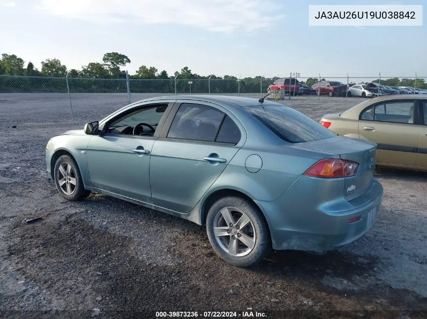 2009 Mitsubishi Lancer Es/Es-Sport VIN: JA3AU26U19U038842 Lot: 39873236