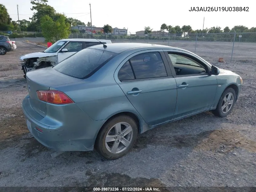 2009 Mitsubishi Lancer Es/Es-Sport VIN: JA3AU26U19U038842 Lot: 39873236