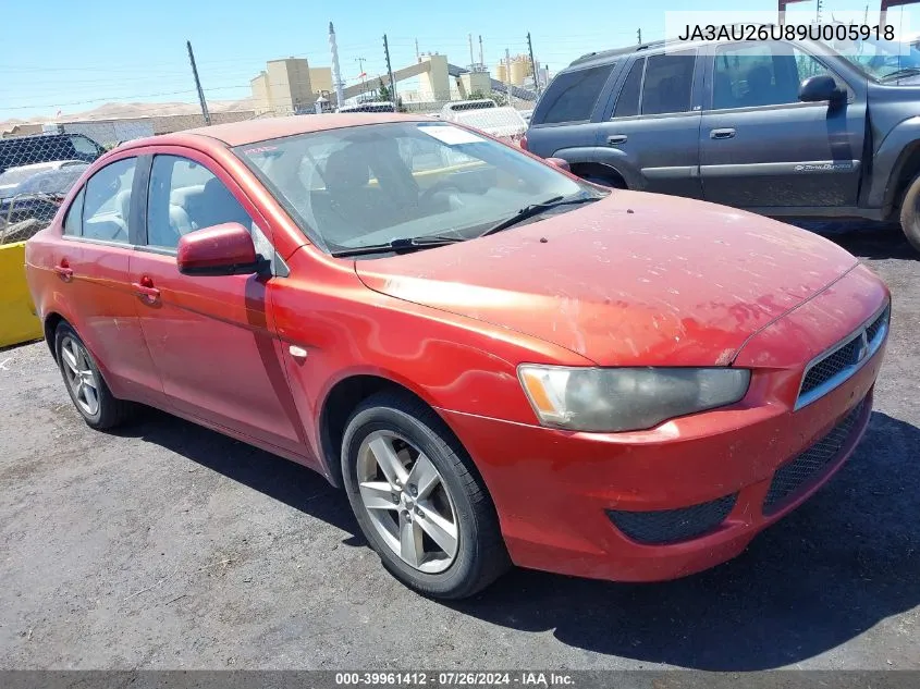 2009 Mitsubishi Lancer Es/Es-Sport VIN: JA3AU26U89U005918 Lot: 39961412