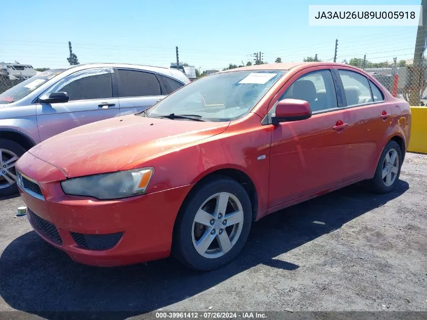 2009 Mitsubishi Lancer Es/Es-Sport VIN: JA3AU26U89U005918 Lot: 39961412