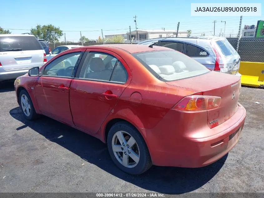 2009 Mitsubishi Lancer Es/Es-Sport VIN: JA3AU26U89U005918 Lot: 39961412