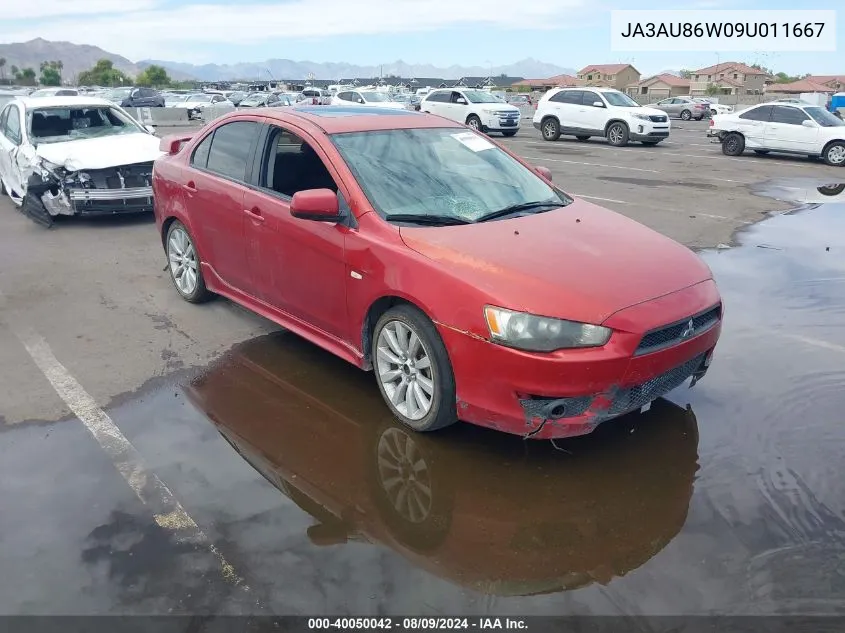 2009 Mitsubishi Lancer Gts VIN: JA3AU86W09U011667 Lot: 40050042