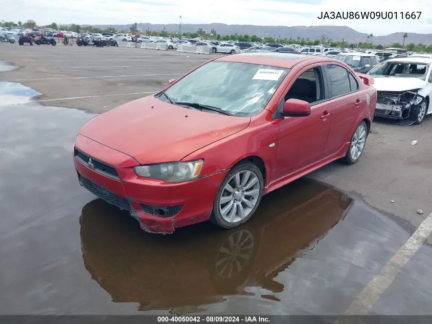 2009 Mitsubishi Lancer Gts VIN: JA3AU86W09U011667 Lot: 40050042