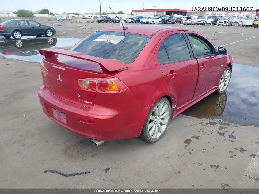 2009 Mitsubishi Lancer Gts VIN: JA3AU86W09U011667 Lot: 40050042