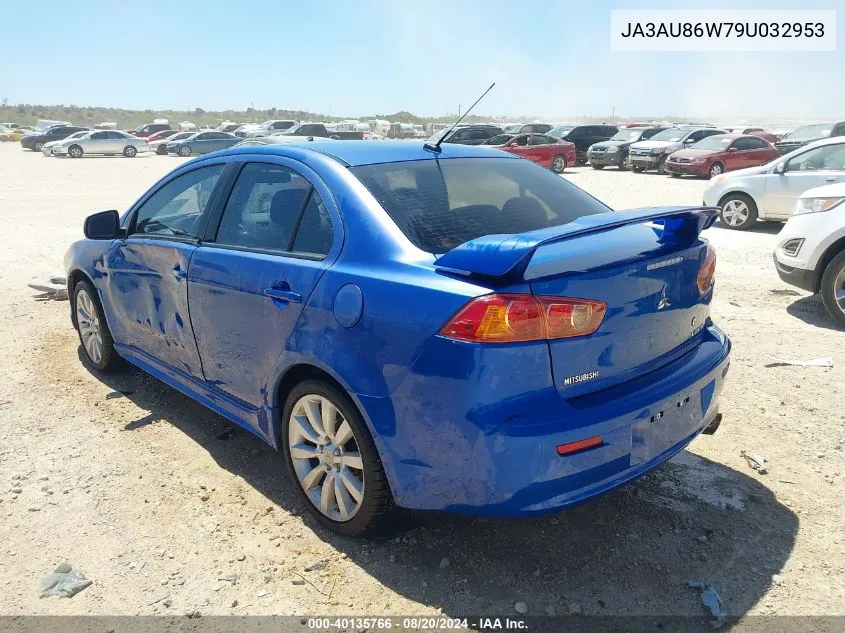 2009 Mitsubishi Lancer Gts VIN: JA3AU86W79U032953 Lot: 40135766