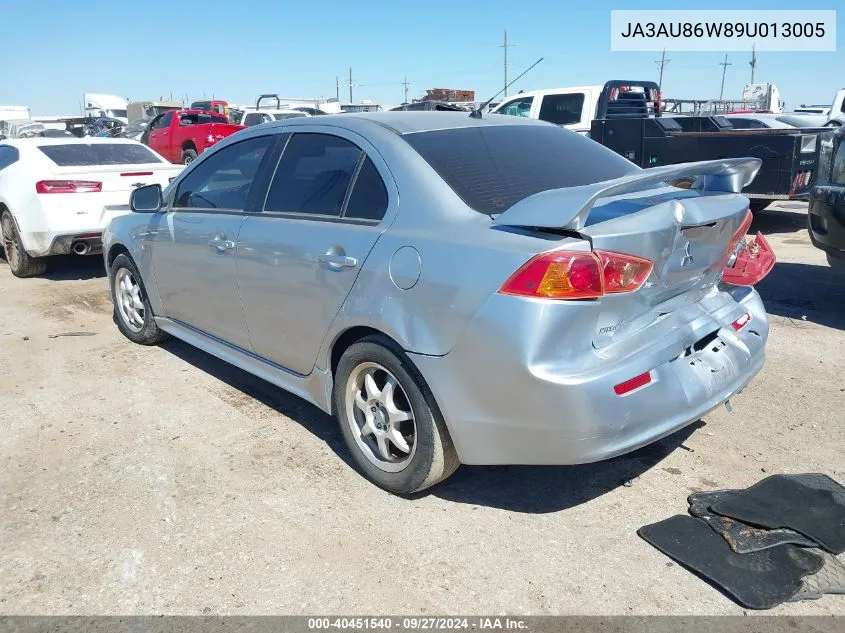 2009 Mitsubishi Lancer Gts VIN: JA3AU86W89U013005 Lot: 40451540