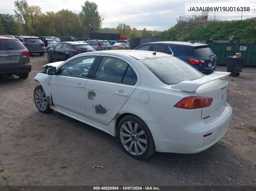 2009 Mitsubishi Lancer Gts VIN: JA3AU86W19U016358 Lot: 40520984