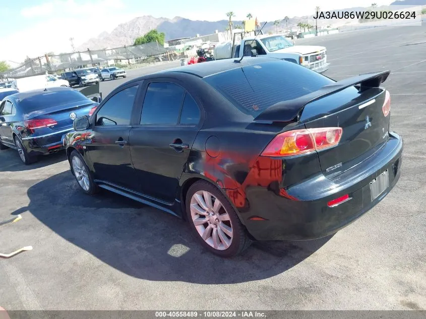 2009 Mitsubishi Lancer Gts VIN: JA3AU86W29U026624 Lot: 40558489