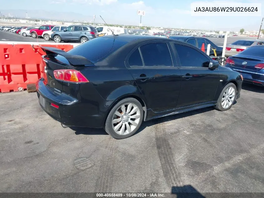 2009 Mitsubishi Lancer Gts VIN: JA3AU86W29U026624 Lot: 40558489