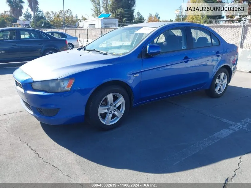 2009 Mitsubishi Lancer Es/Es-Sport VIN: JA3AU26U09U003063 Lot: 40802639