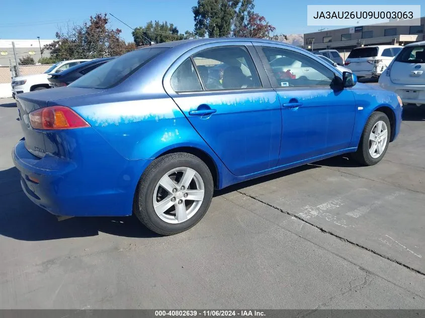 2009 Mitsubishi Lancer Es/Es-Sport VIN: JA3AU26U09U003063 Lot: 40802639