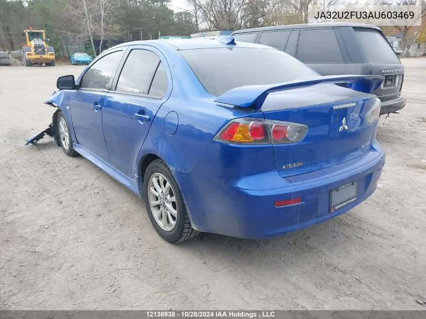 2010 Mitsubishi Lancer VIN: JA32U2FU3AU603469 Lot: 12138938