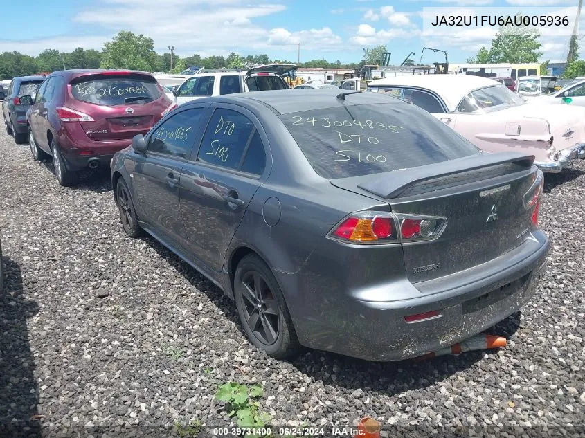 2010 Mitsubishi Lancer De VIN: JA32U1FU6AU005936 Lot: 39731400