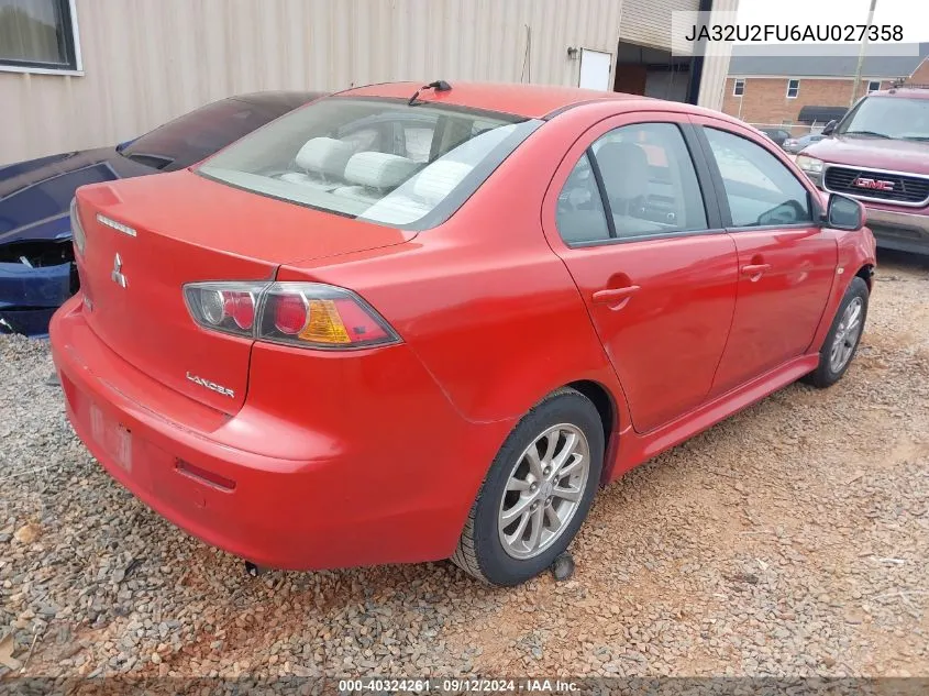 2010 Mitsubishi Lancer Es/Es Sport VIN: JA32U2FU6AU027358 Lot: 40324261