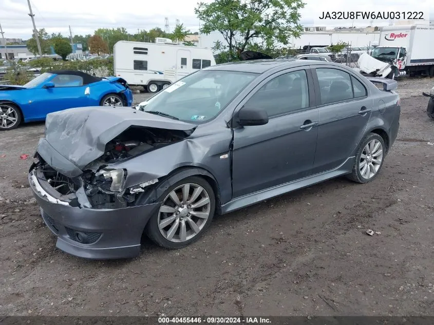 2010 Mitsubishi Lancer Gts VIN: JA32U8FW6AU031222 Lot: 40455446