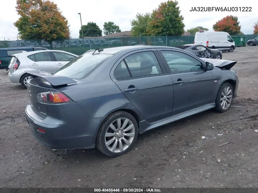 2010 Mitsubishi Lancer Gts VIN: JA32U8FW6AU031222 Lot: 40455446