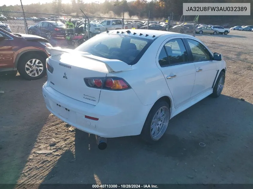 2010 Mitsubishi Lancer Gts VIN: JA32U8FW3AU032389 Lot: 40713300