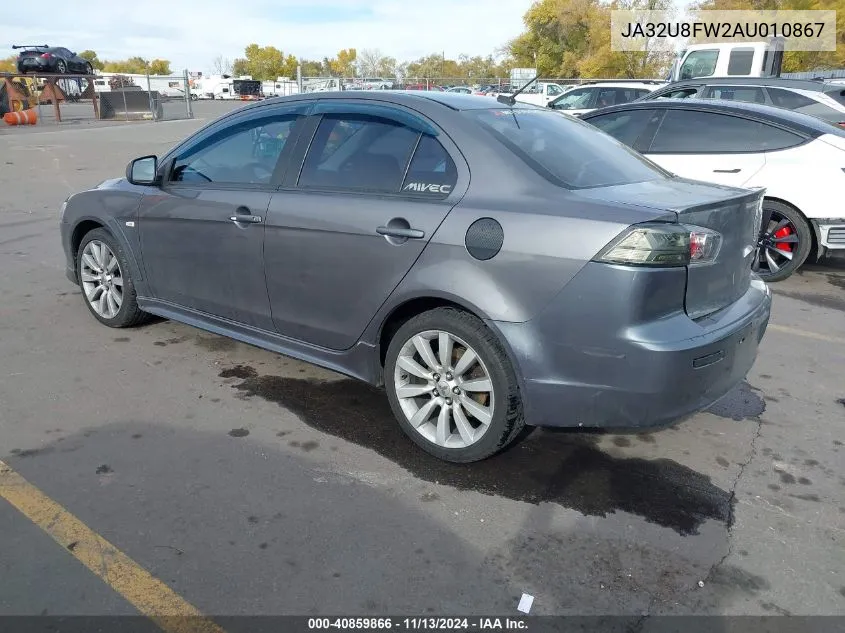 2010 Mitsubishi Lancer Gts VIN: JA32U8FW2AU010867 Lot: 40859866