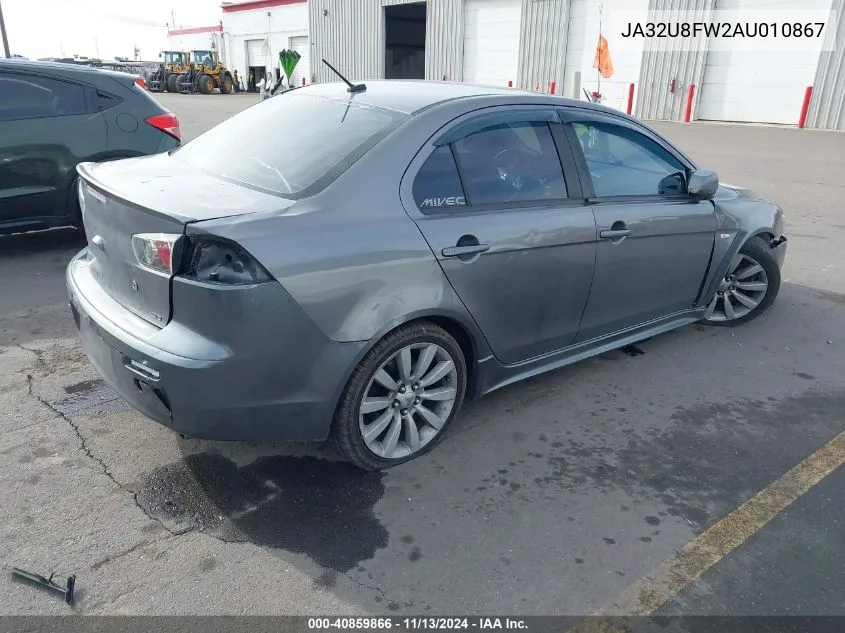 2010 Mitsubishi Lancer Gts VIN: JA32U8FW2AU010867 Lot: 40859866