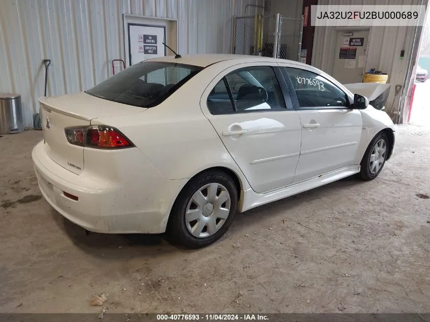 2011 Mitsubishi Lancer Es VIN: JA32U2FU2BU000689 Lot: 40776593