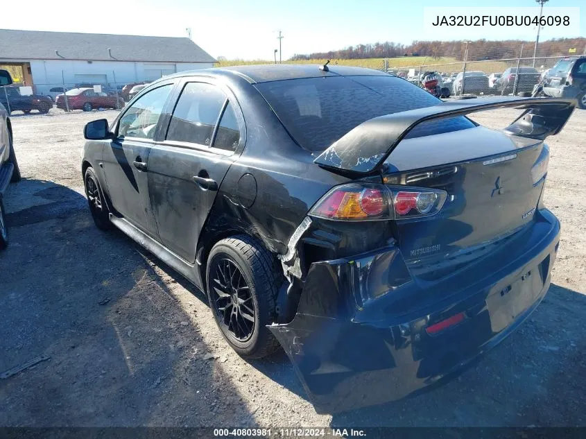 2011 Mitsubishi Lancer Es VIN: JA32U2FU0BU046098 Lot: 40803981