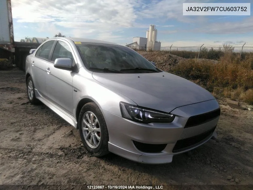 2012 Mitsubishi Lancer VIN: JA32V2FW7CU603752 Lot: 12123867