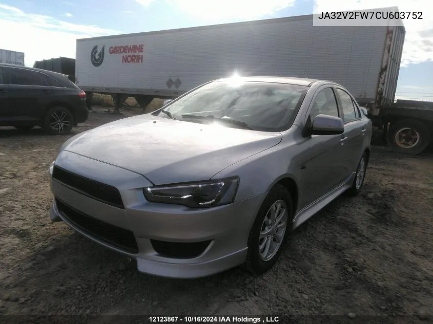 2012 Mitsubishi Lancer VIN: JA32V2FW7CU603752 Lot: 12123867