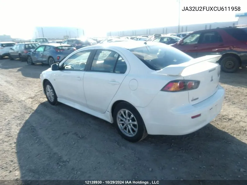 2012 Mitsubishi Lancer Es/Es Sport VIN: JA32U2FUXCU611958 Lot: 12139930