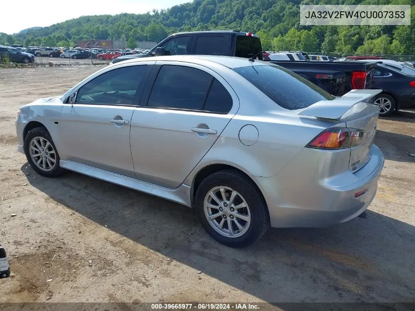 2012 Mitsubishi Lancer Se VIN: JA32V2FW4CU007353 Lot: 39665977