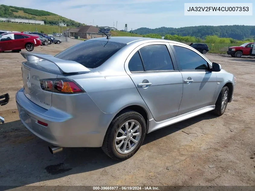 2012 Mitsubishi Lancer Se VIN: JA32V2FW4CU007353 Lot: 39665977