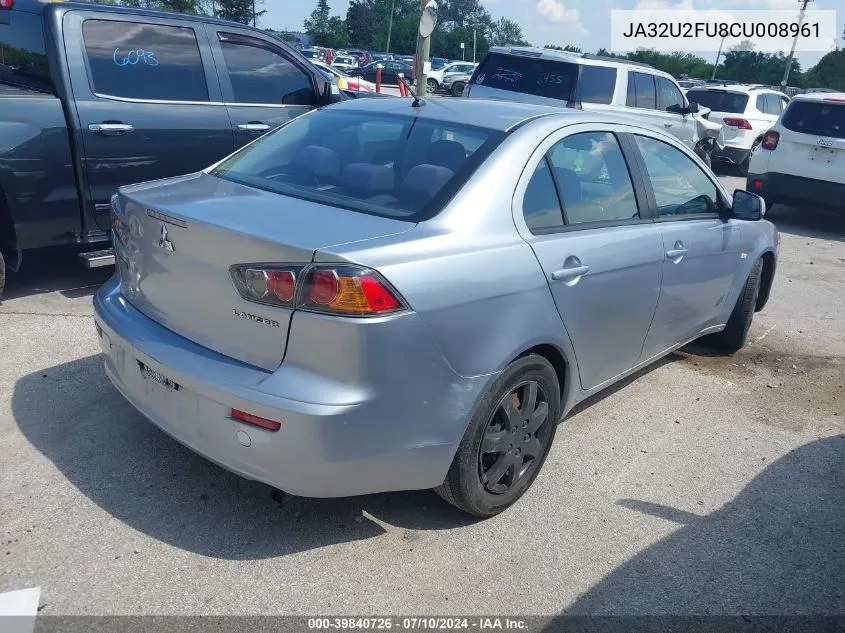 2012 Mitsubishi Lancer Es VIN: JA32U2FU8CU008961 Lot: 39840726