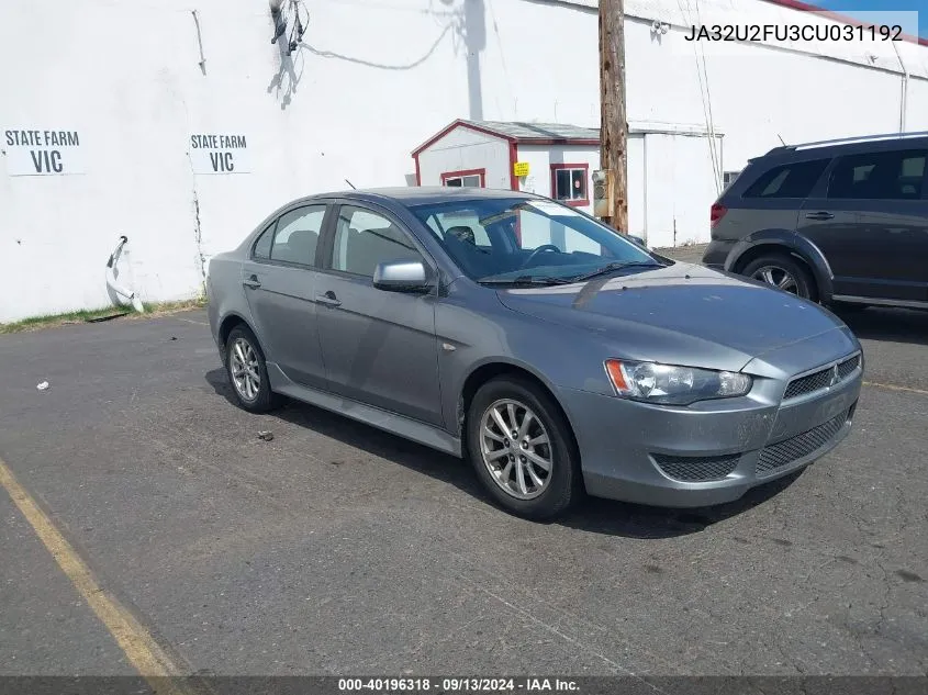 2012 Mitsubishi Lancer Es VIN: JA32U2FU3CU031192 Lot: 40196318